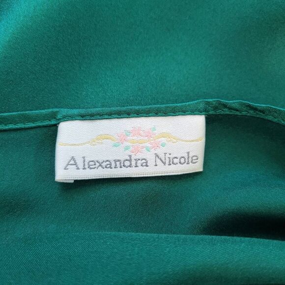 Vintage Alexandra Nicole emerald green slip dress lingerie coquette lace romanti - Picture 7 of 11